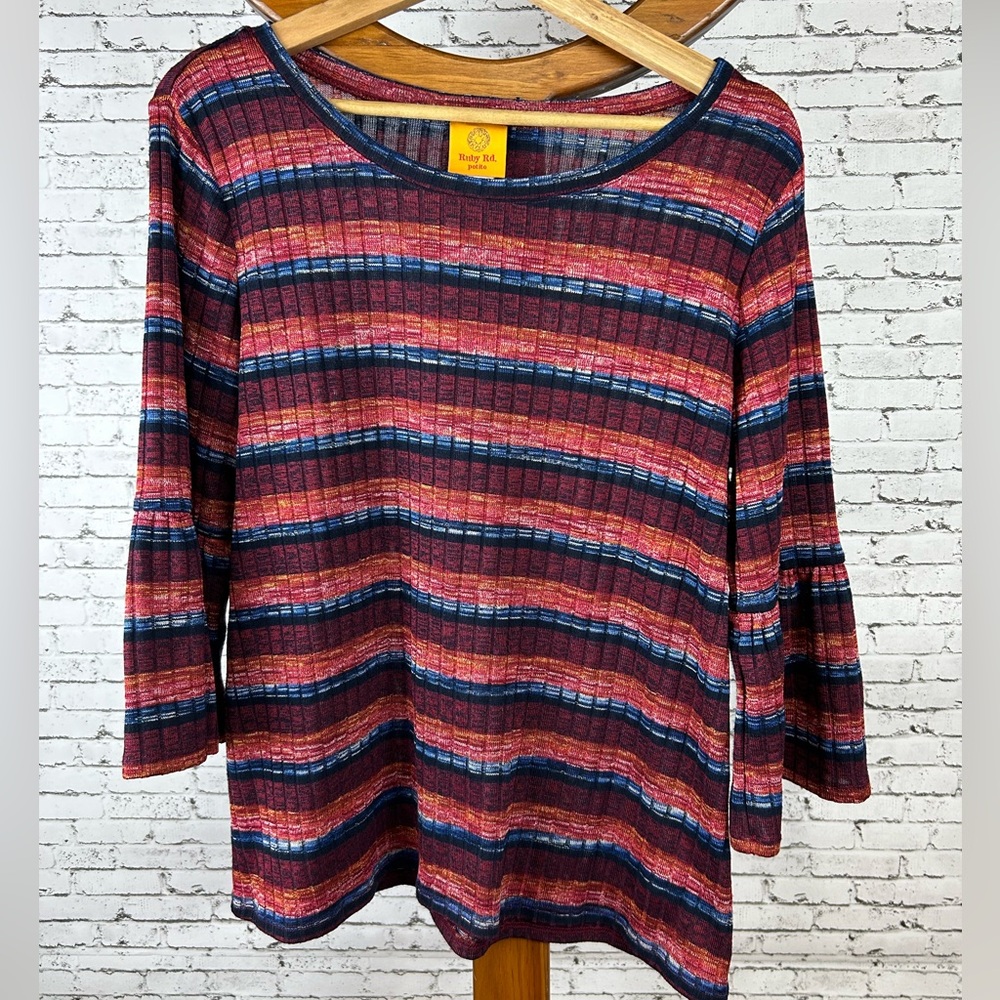 Ruby Rd. | Petite Multicolor Striped Top size LP